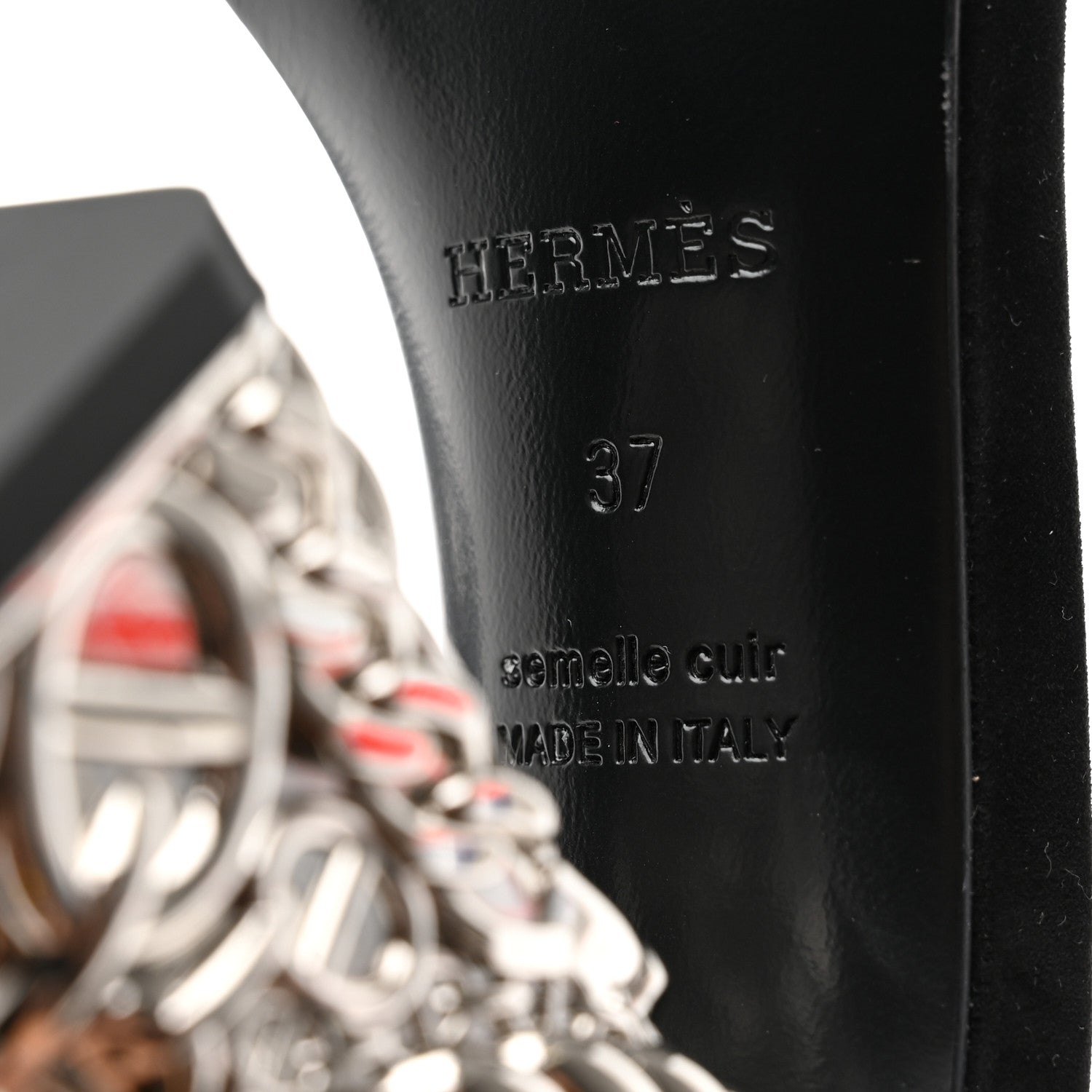 Hermes Suede Goatskin Glam 105 Sandals 37 Black 8 of 9
