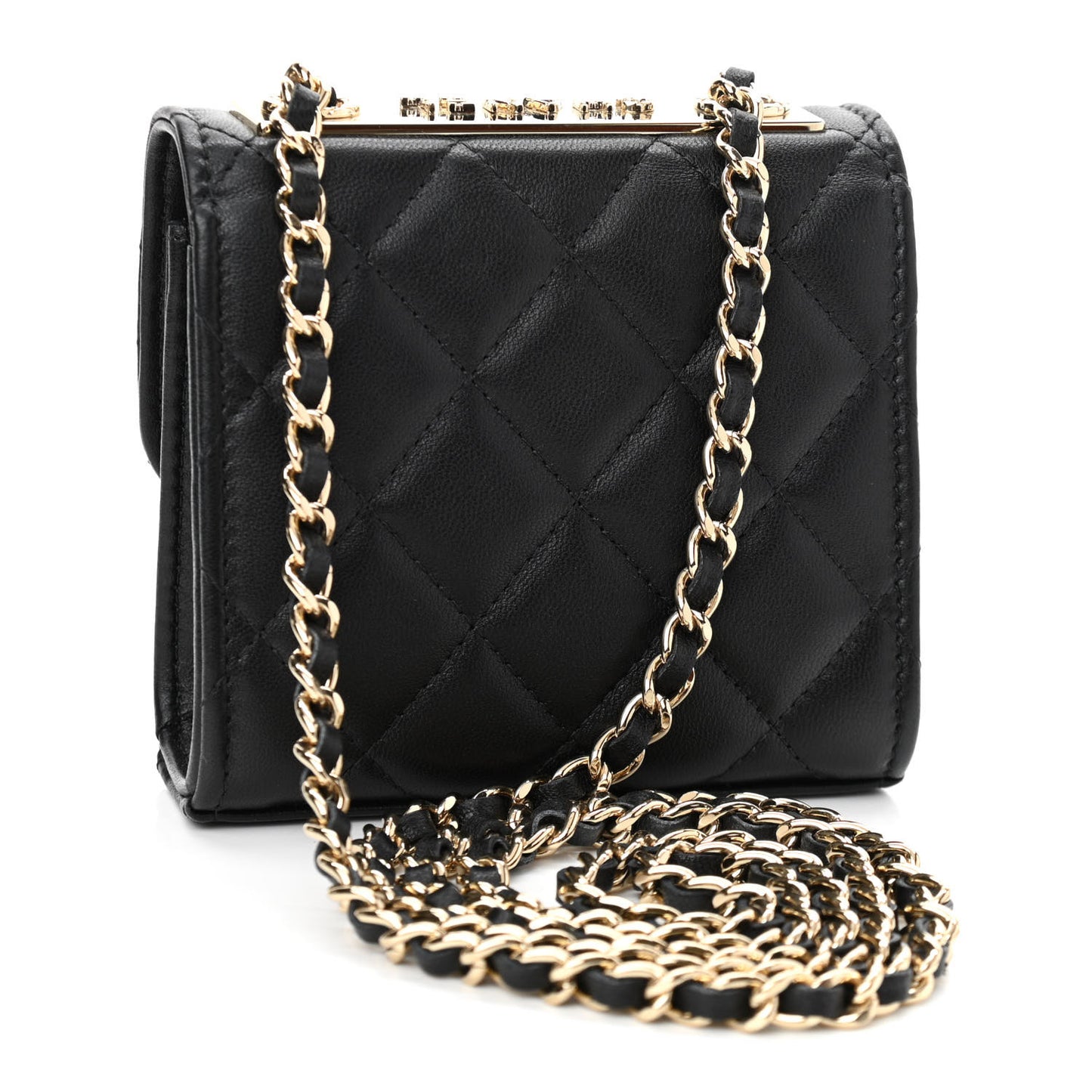 Lambskin Quilted Mini Trendy CC Chain Wallet Black
