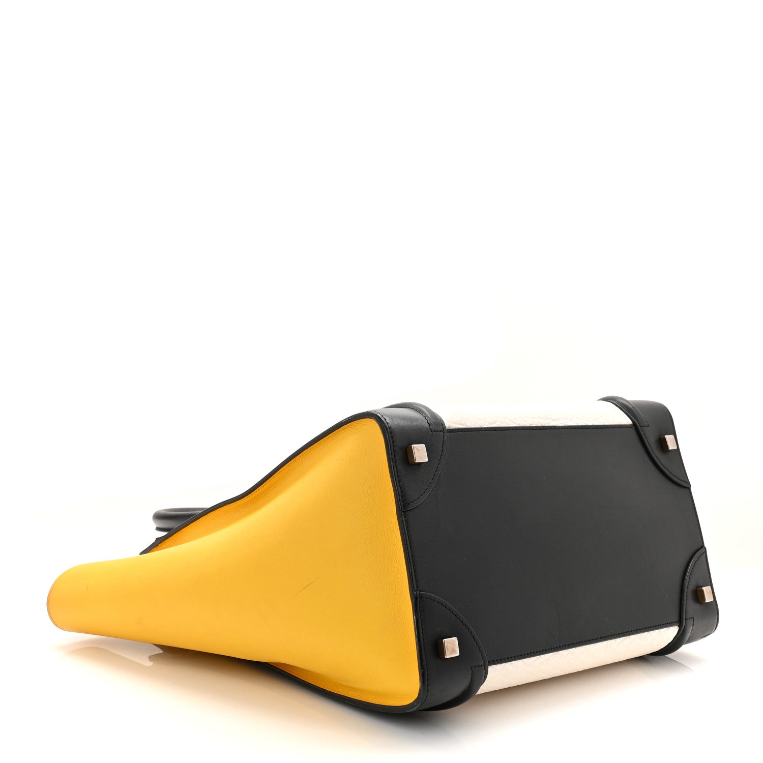 Celine Elephant Calfskin Mini Tri-Color Luggage Optic White Yellow 4 of 14