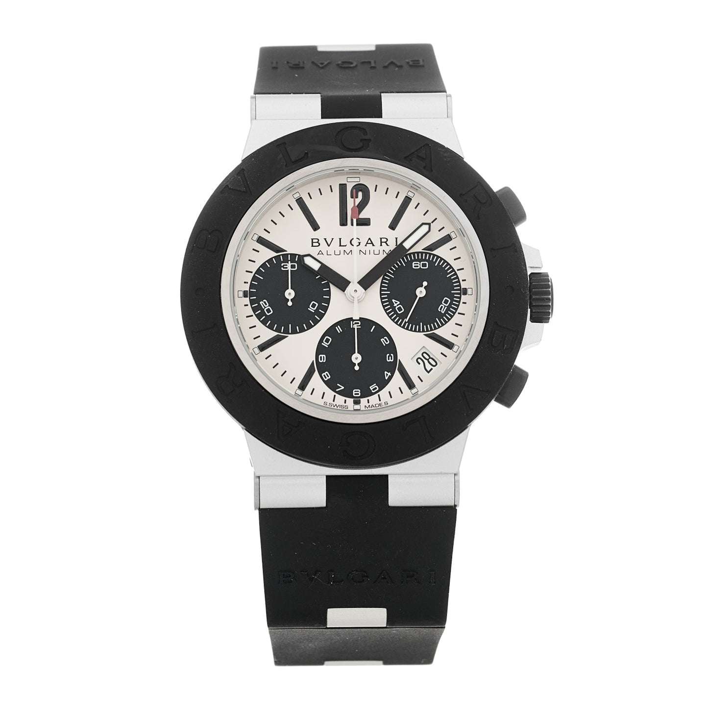 Aluminum Rubber 40mm Chronograph Automatic Watch White