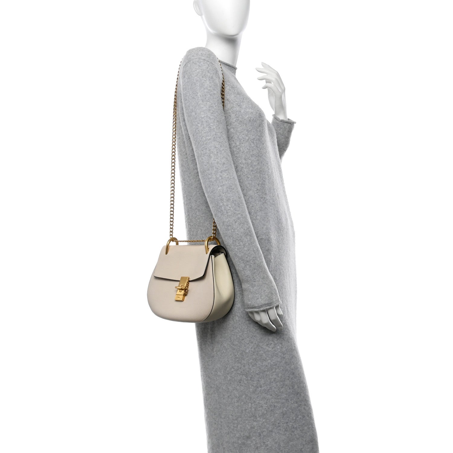 Chloe Grained Calfskin Drew Shoulder Bag Abstract White 2 of 10