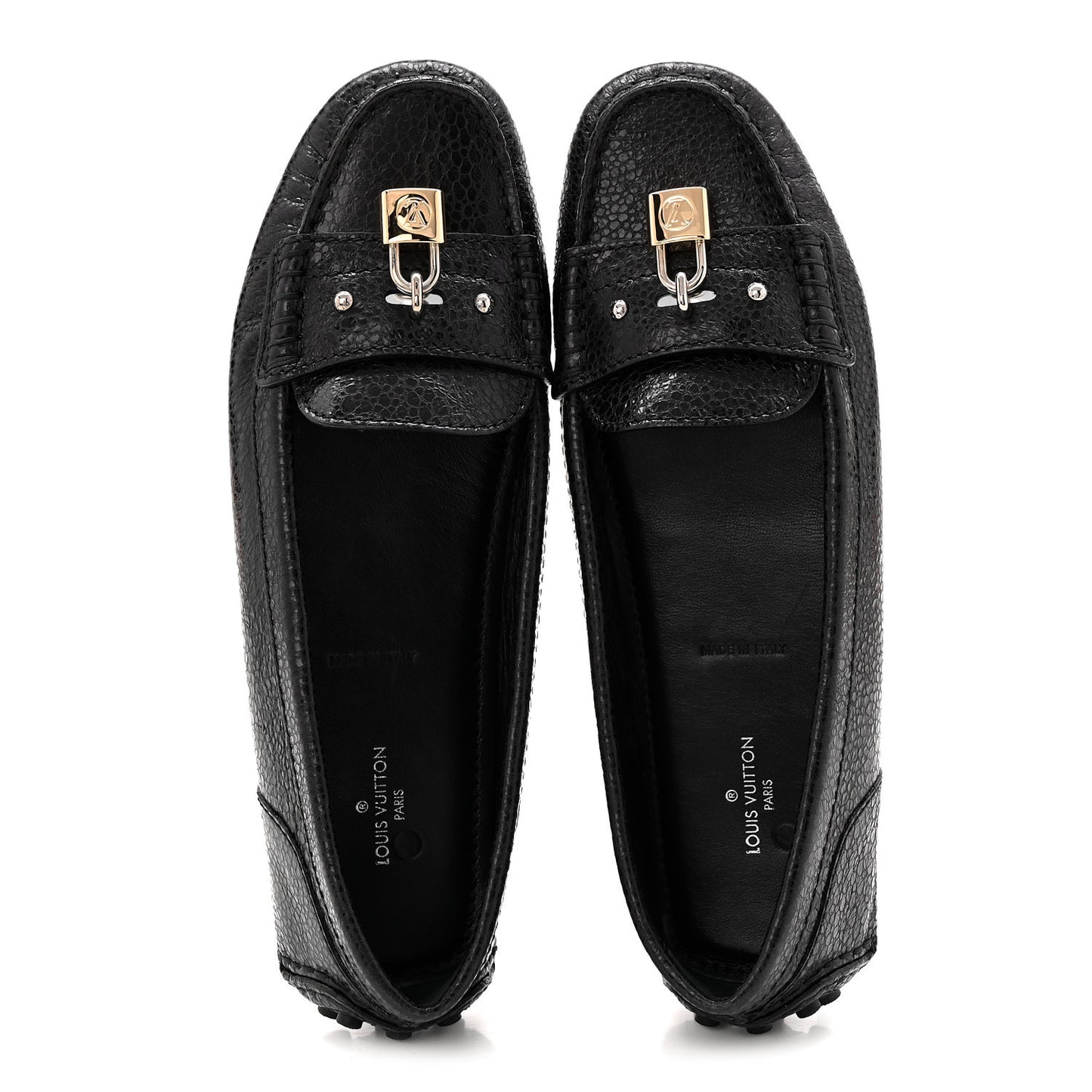 Grained Calfskin Close Up Flat Loafer 37 Black