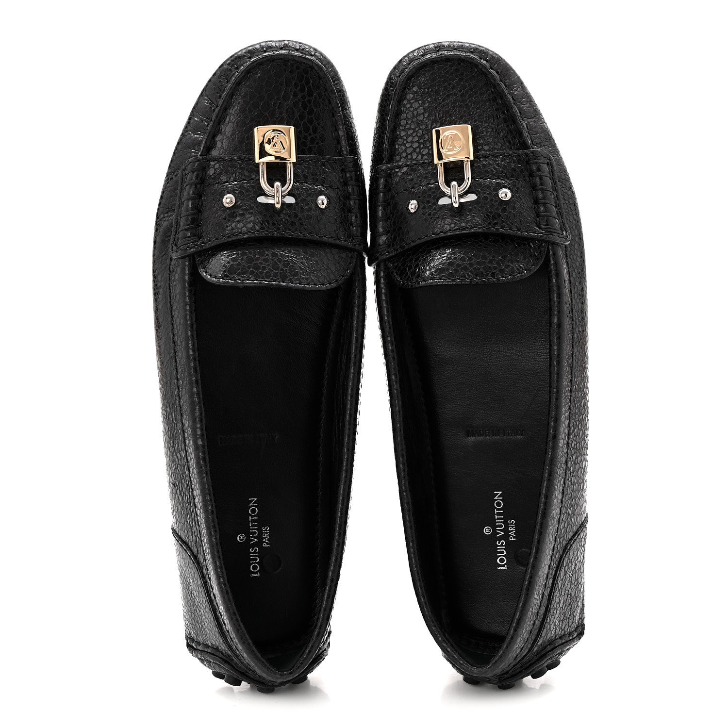 Louis Vuitton Grained Calfskin Close Up Flat Loafer 37 Black 2 of 10