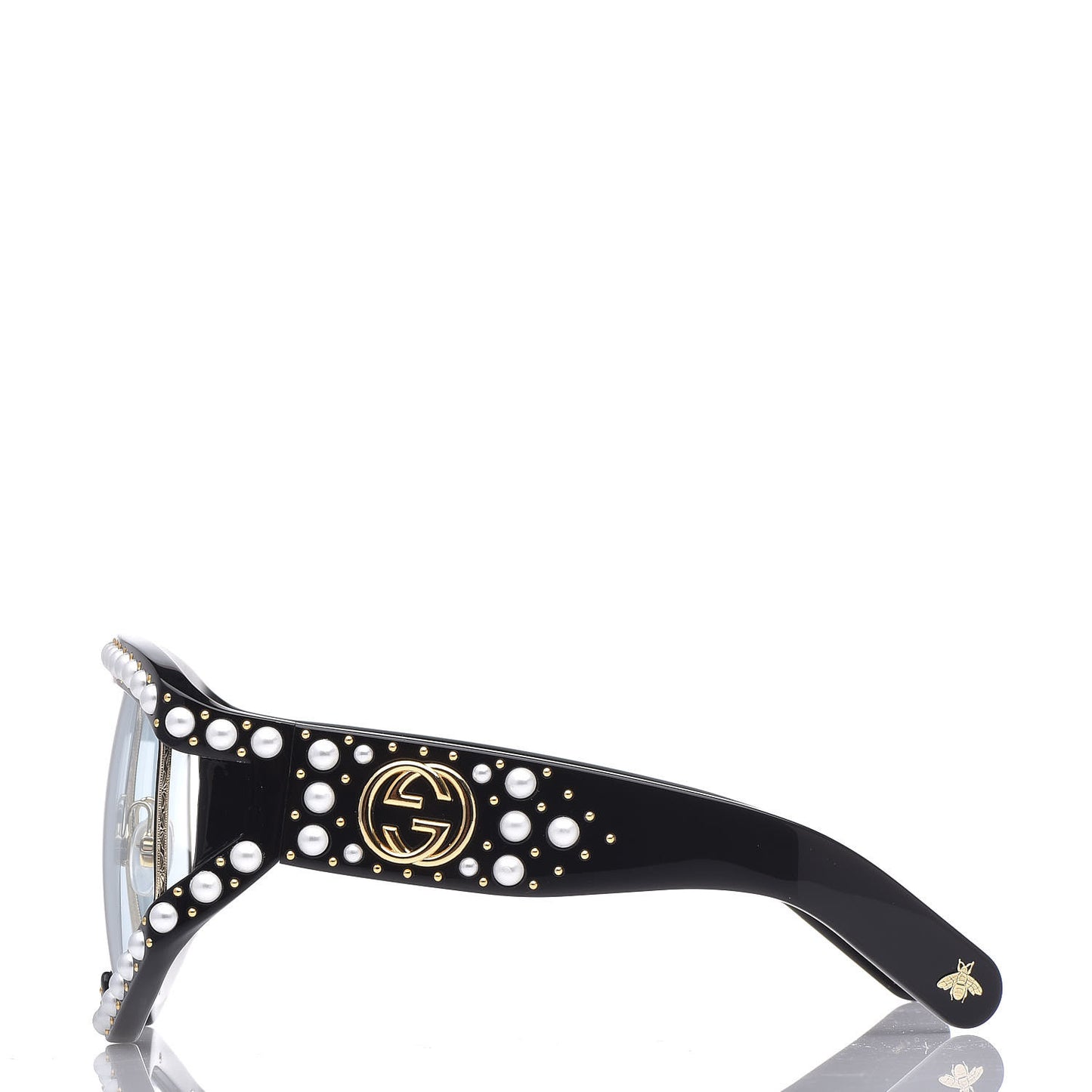 Acetate Pearl Rectangular Frame Sunglasses GG0234S Black