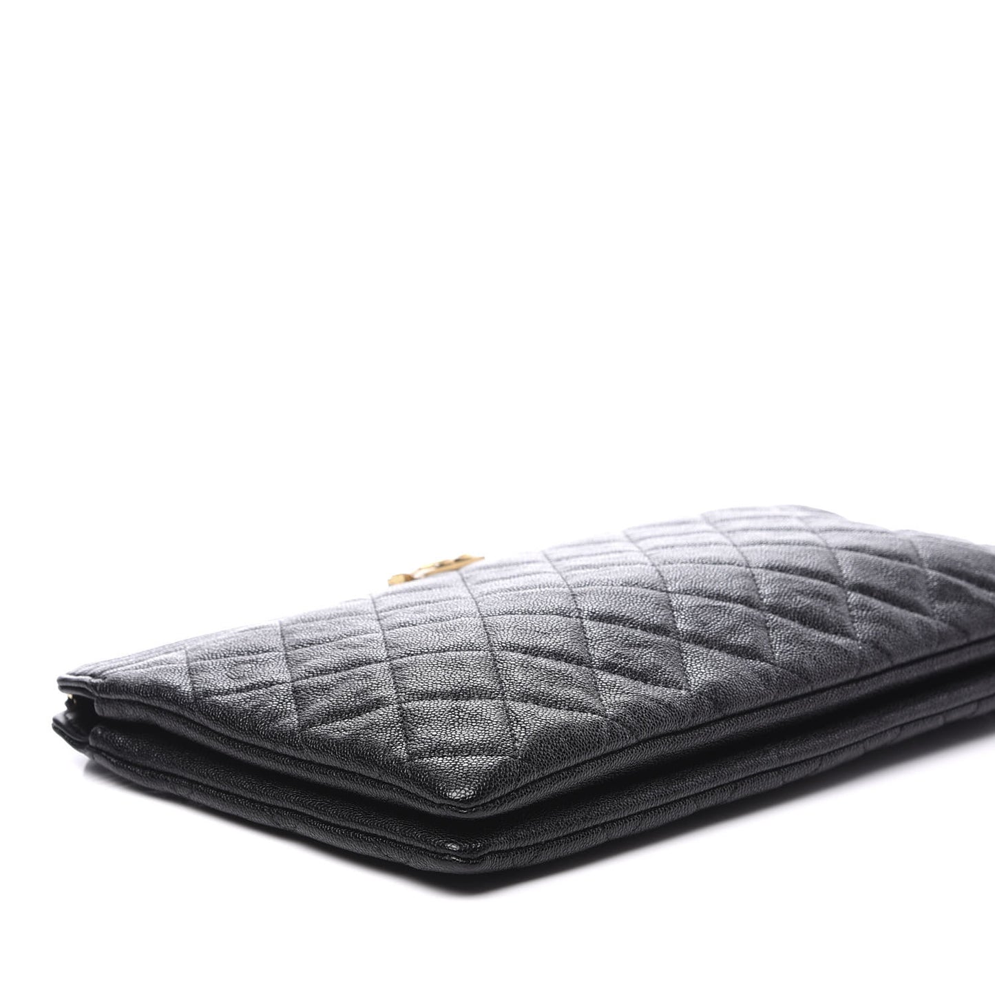 Caviar Quilted Small Zipped Boy Pouch Black