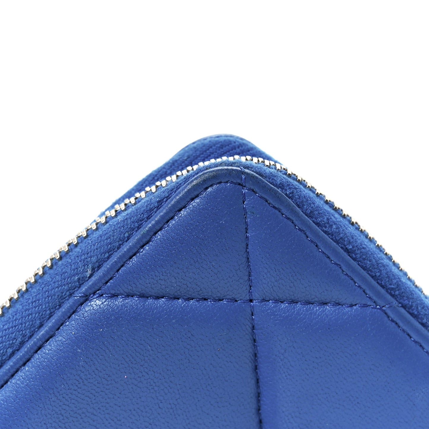 Lambskin Quilted Chanel 19 Zip Around Coin Purse Wallet Dark Blue
