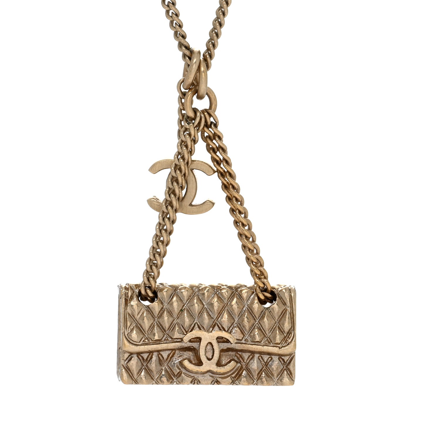 Metal Flap Bag Necklace Gold
