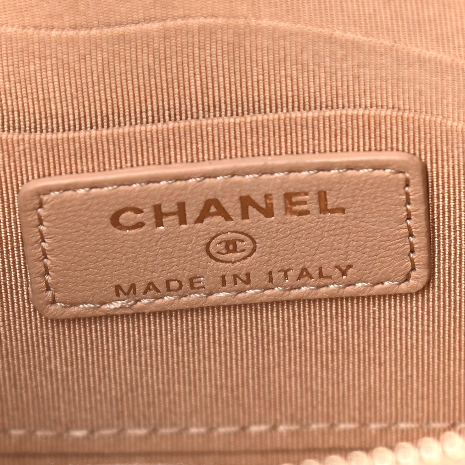 Chanel Lambskin Quilted Classic Zip Boy Pouch Beige 6 of 9