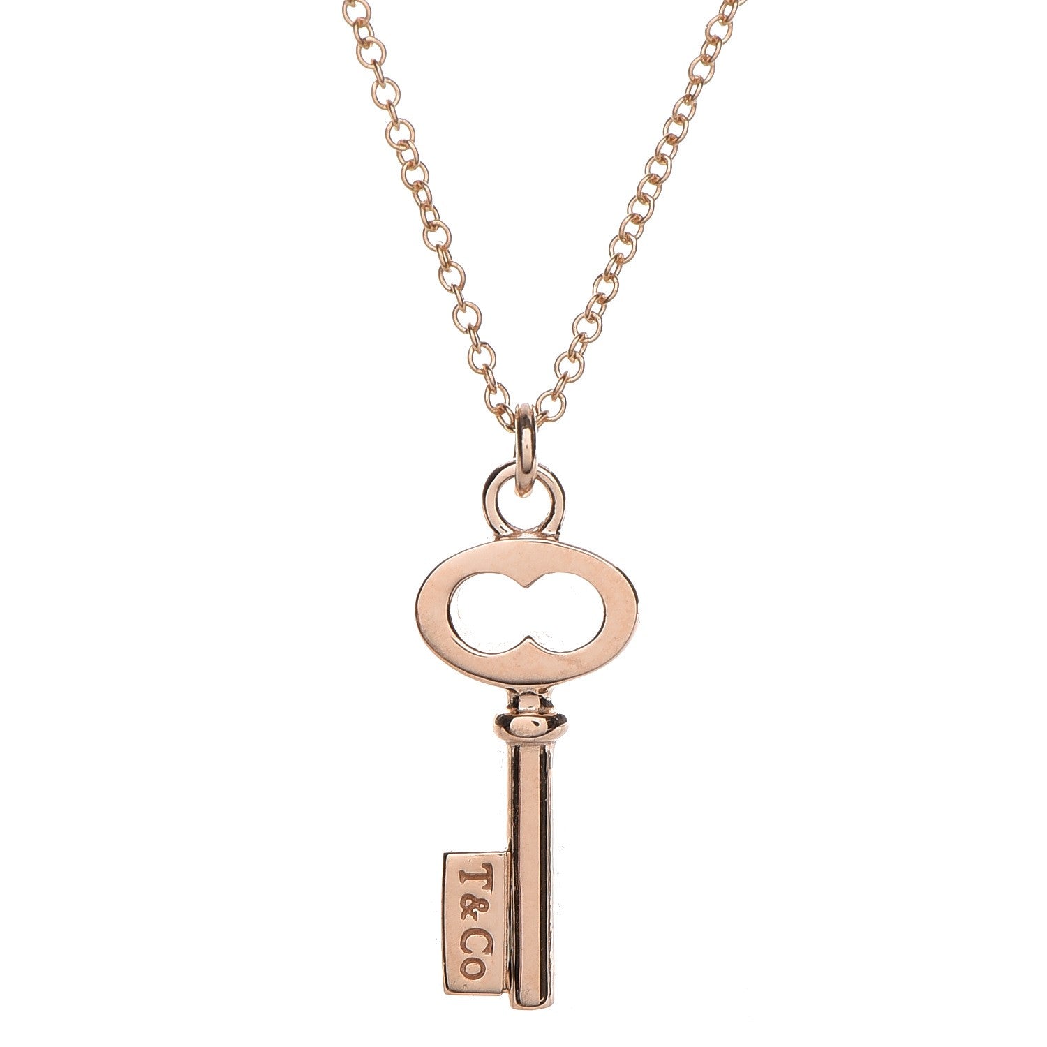 Tiffany 18K Rose Gold Mini Key Pendant Necklace 4 of 8