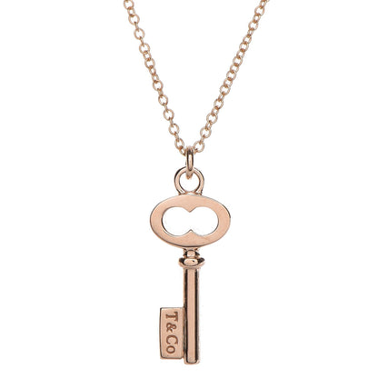 Tiffany 18K Rose Gold Mini Key Pendant Necklace 4 of 8