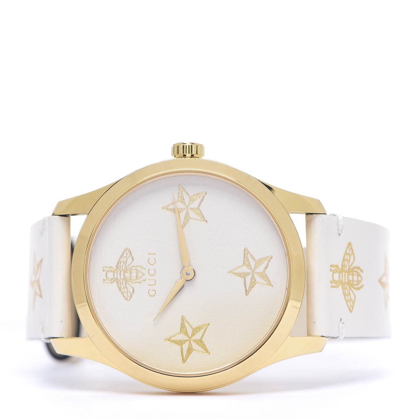 Stainless Steel Calfskin 38mm G-Timeless Bee Star Quartz Watch White