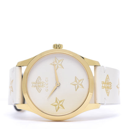 Gucci Stainless Steel Calfskin 38mm G-Timeless Bee Star Quartz Watch White 2 of 7