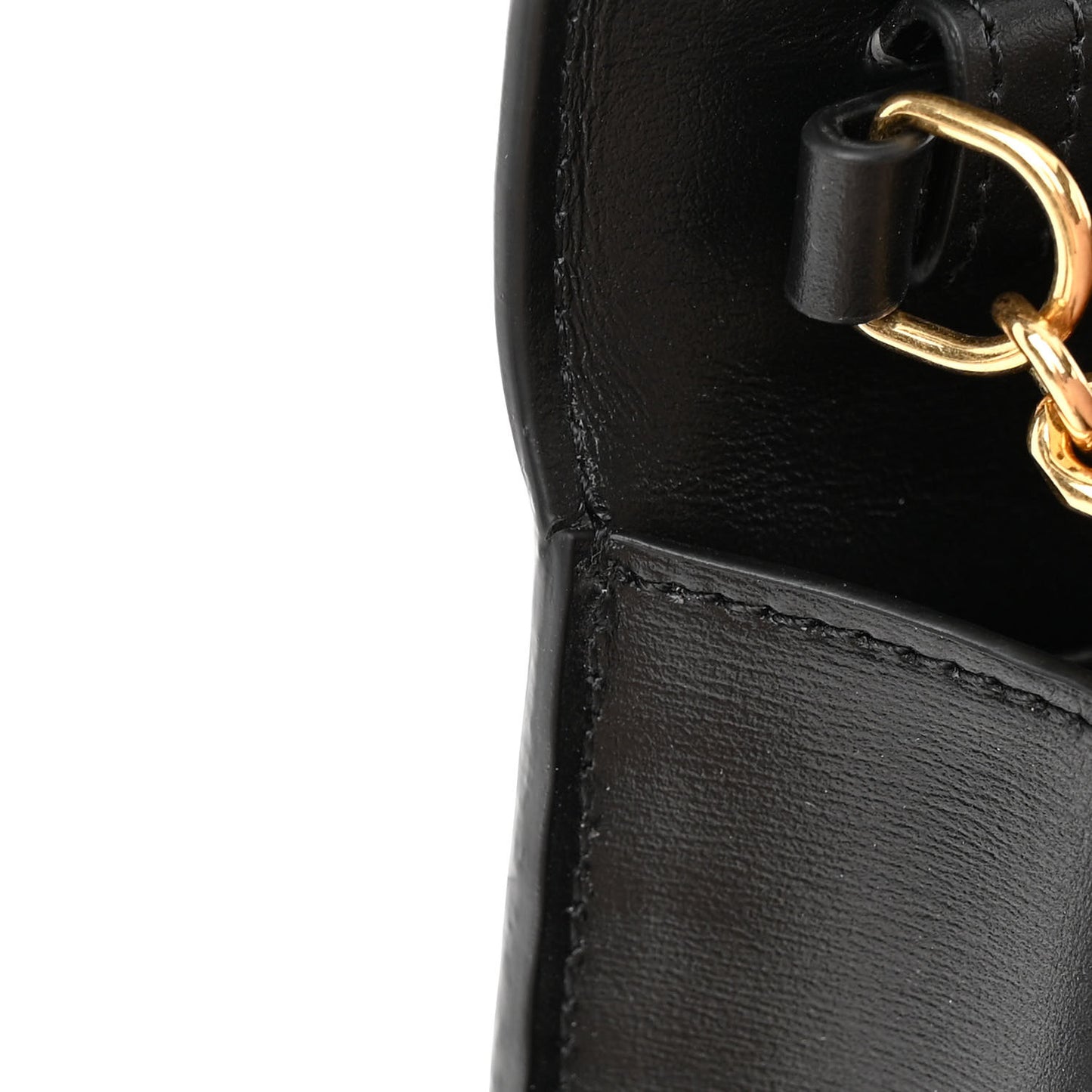 Shiny Calfskin Triomphe Margo Wallet on Chain Black