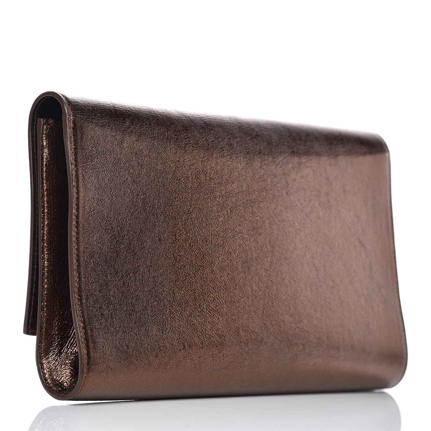 Metallic Calfskin Monogram Large Belle De Jour Clutch Bronze