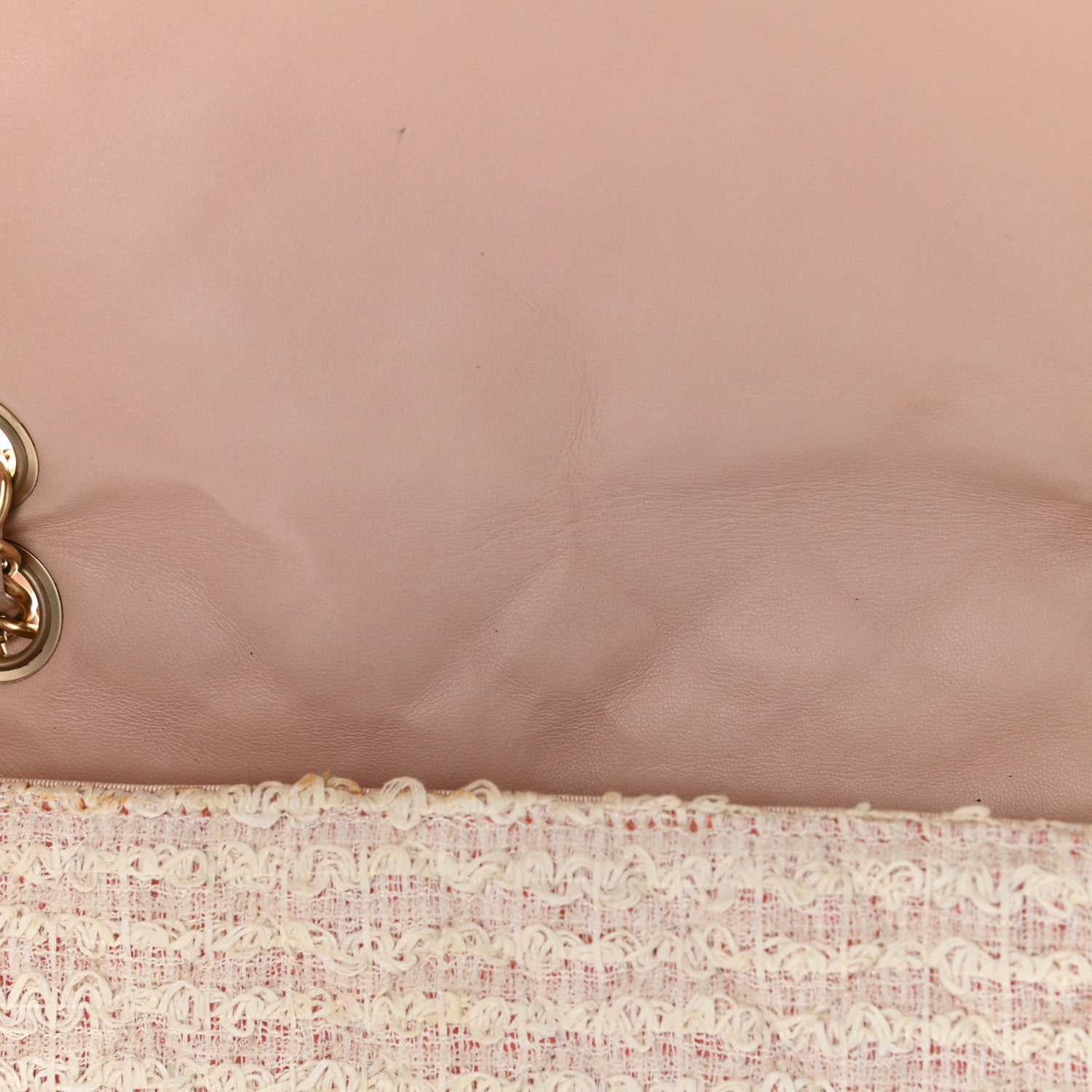 Chanel Tweed Quilted Medium Single Flap White Pink 16 of 18