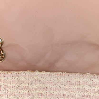 Chanel Tweed Quilted Medium Single Flap White Pink 16 of 18