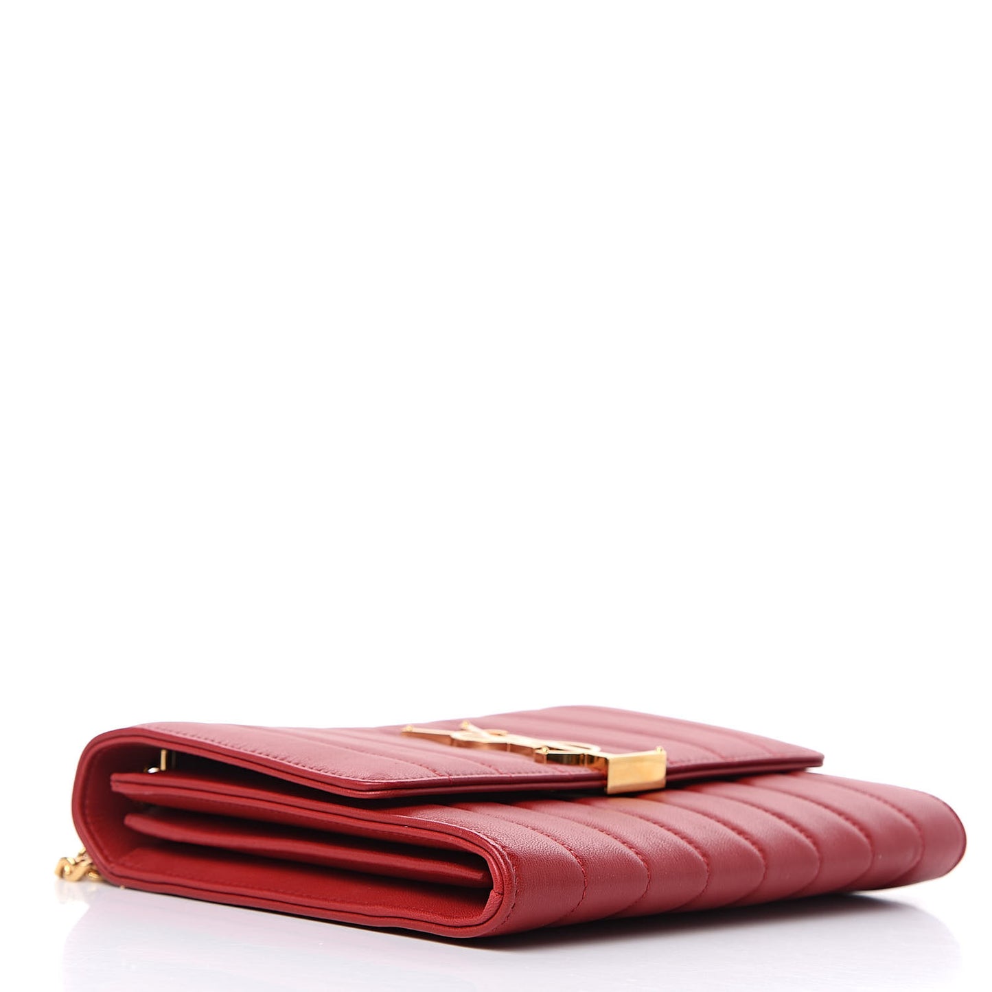 Lambskin Matelasse Monogram Vicky Chain Wallet Rouge Eros
