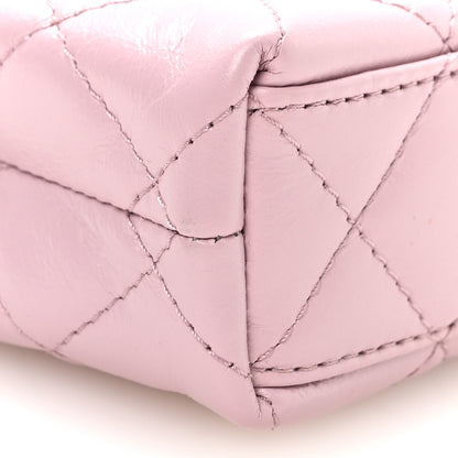 Chanel Shiny Aged Calfskin Quilted Mini Nano Kelly Shopper Pink 9 of 11