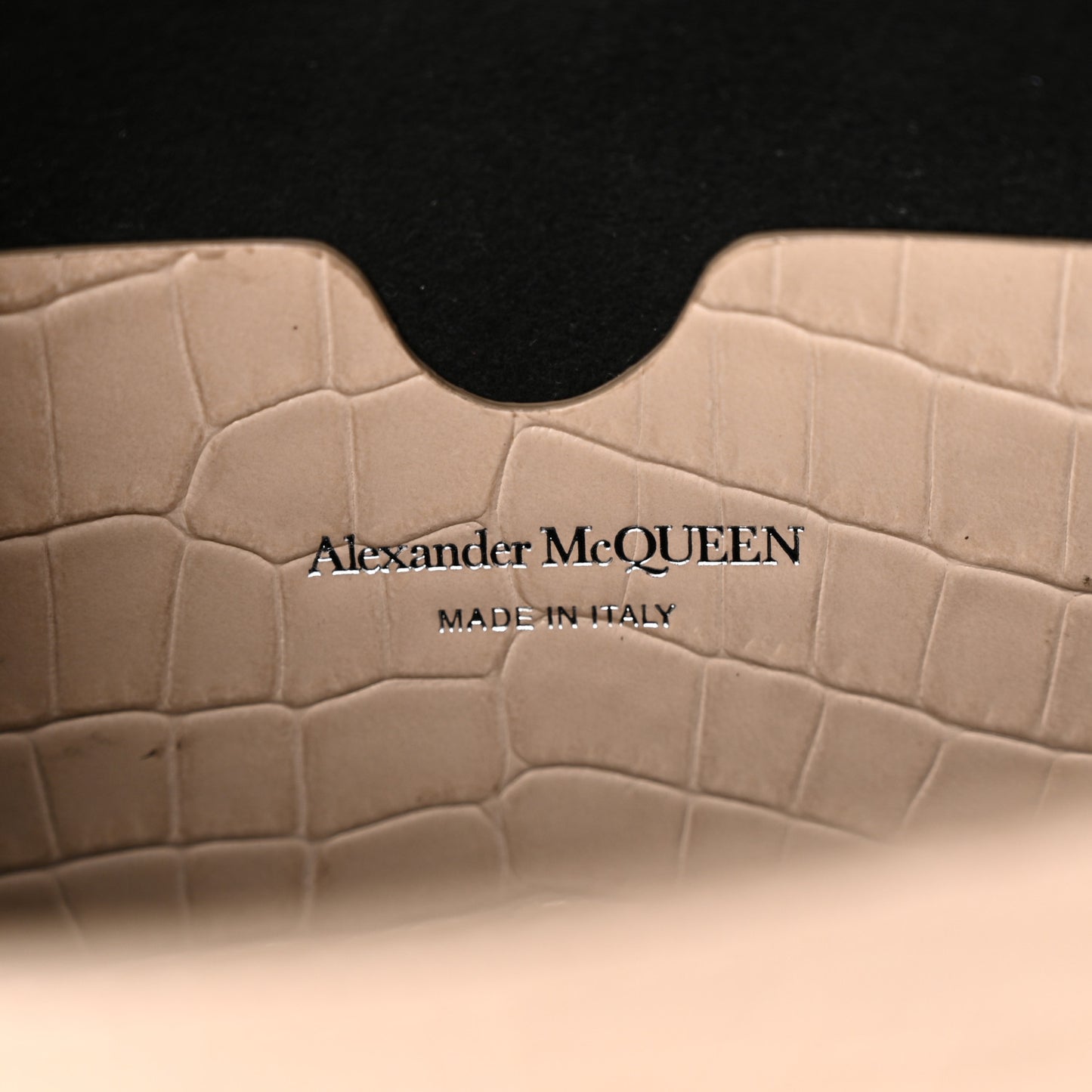 Calfskin Crocodile Embossed Skull Mini Crossbody Bag Beige