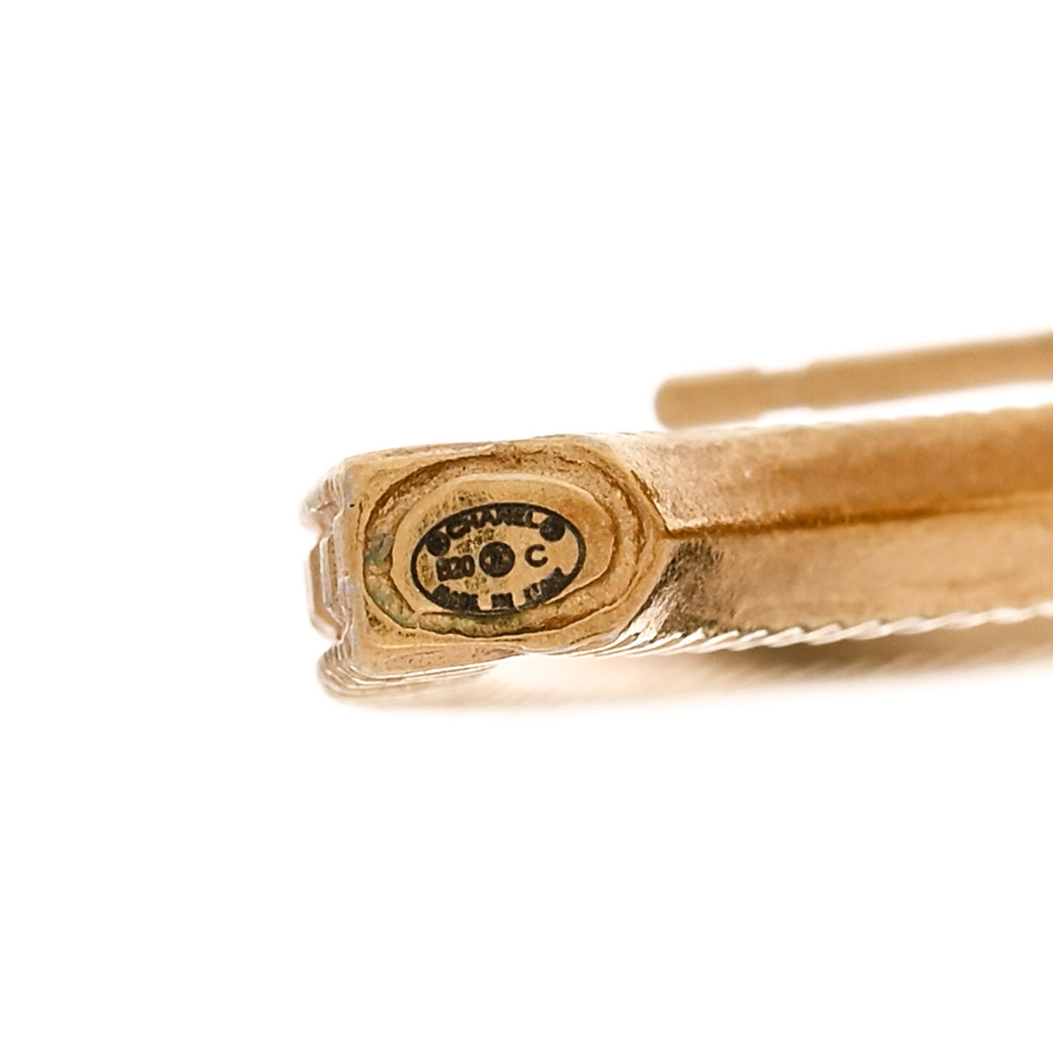 Chanel Baguette Crystal CC Drop Hoop Earrings Gold 4 of 5