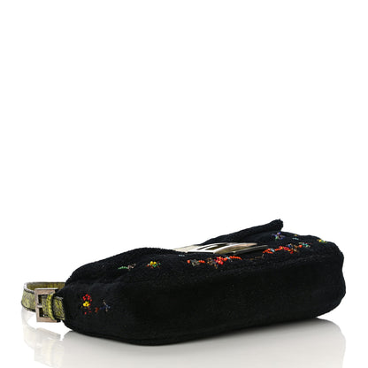 Fendi Shearling Lizard Beaded Baguette Black Green Multicolor 5 of 14