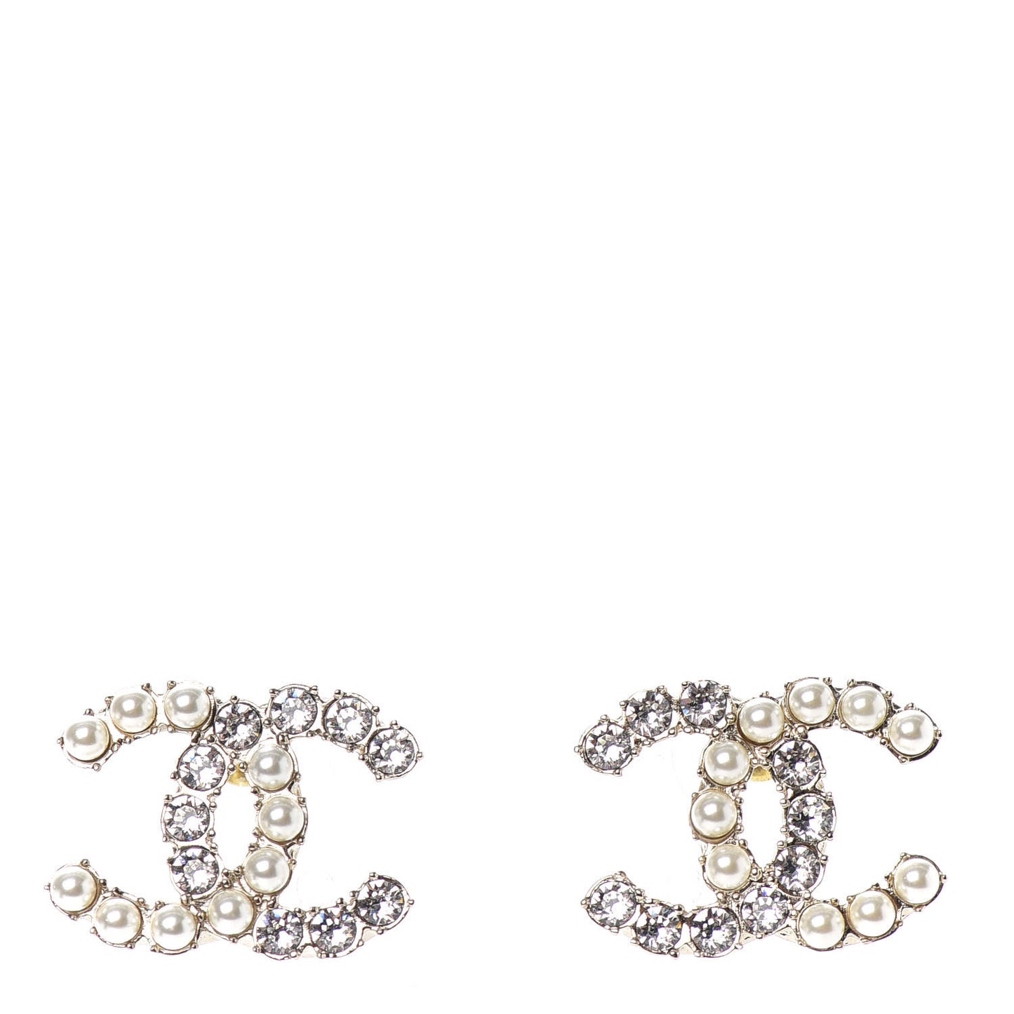 Crystal Pearl CC Dazzling Domino Earrings Gold