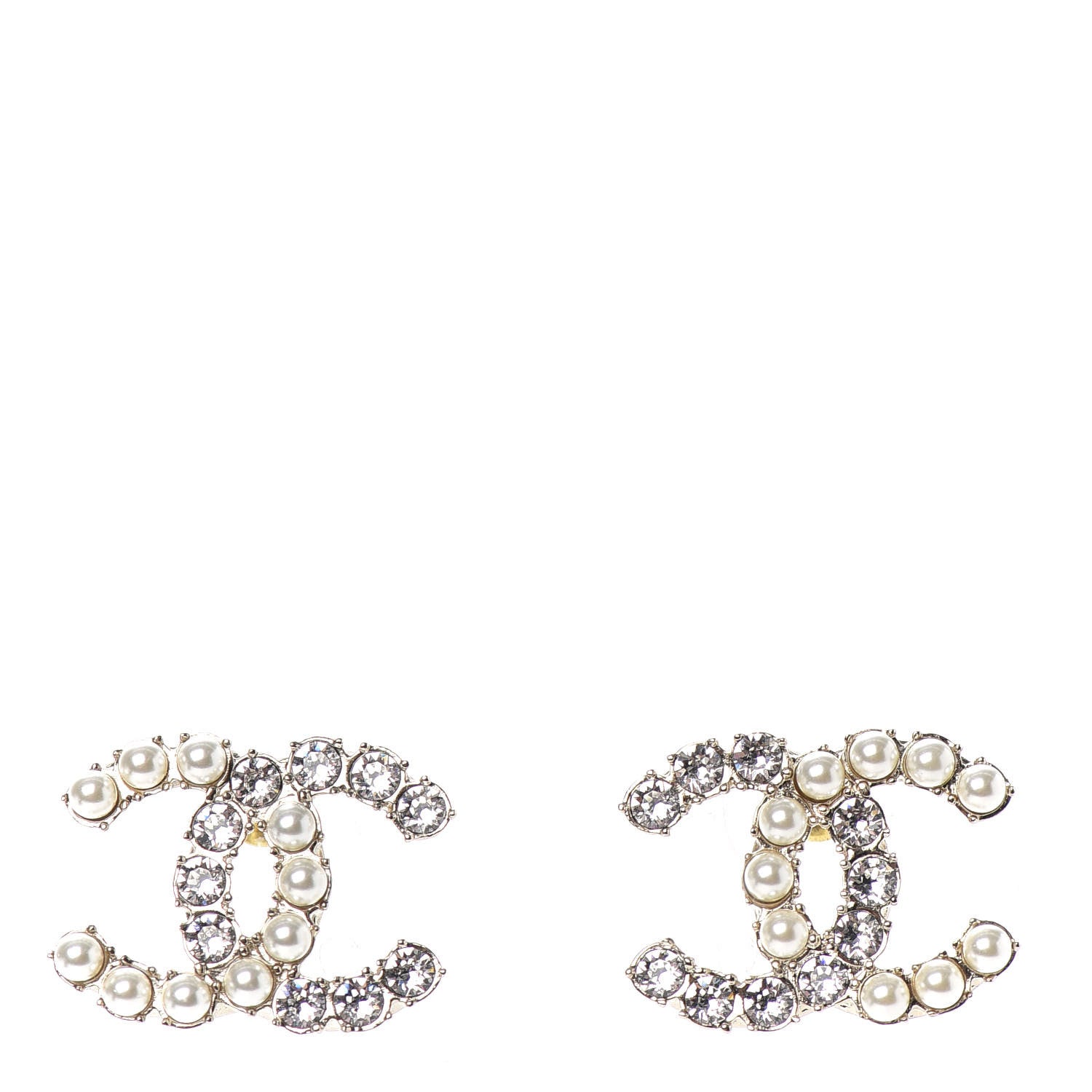 Chanel Crystal Pearl CC Dazzling Domino Earrings Gold 1 of 4