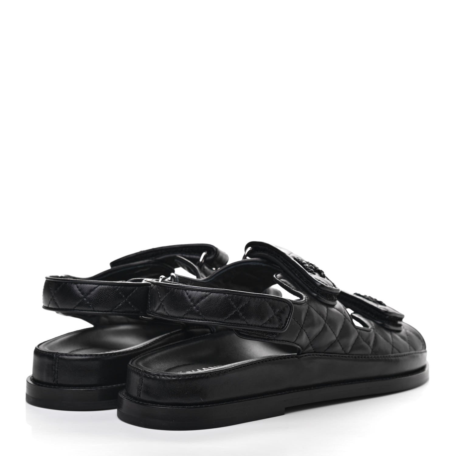 Chanel Lambskin Velcro Dad Sandals 40 Black 4 of 10