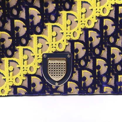 Christian Dior Velvet Monogram Small Diorama Satchel Blue Yellow 9 of 9