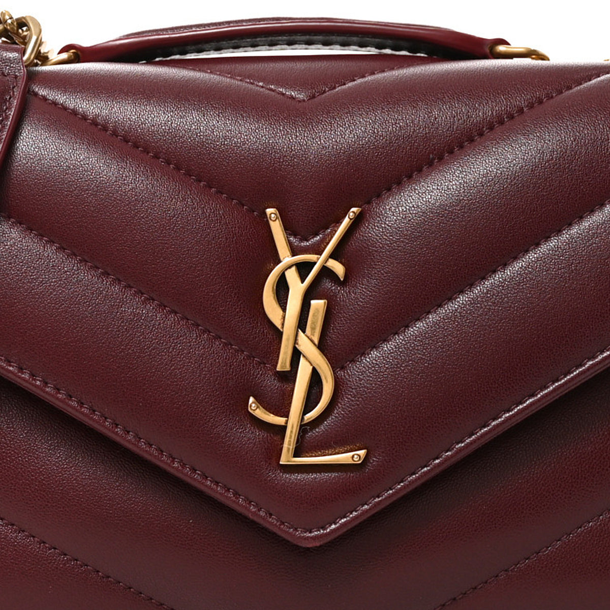 Saint Laurent Lambskin Chevron Quilted Small Loulou Rouge Cabernet 7 of 9