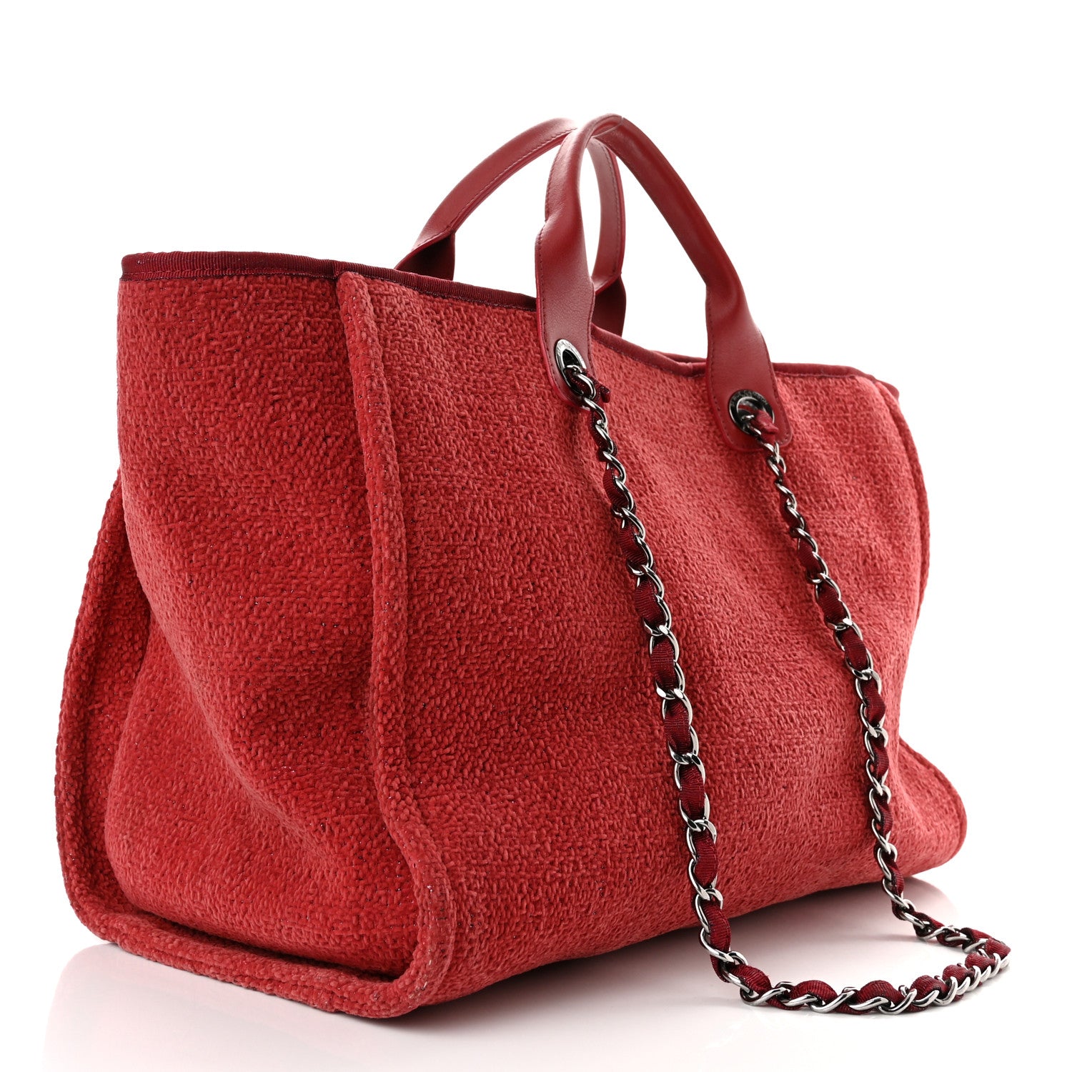 Chanel Lurex Boucle Medium Deauville Tote Red 3 of 10