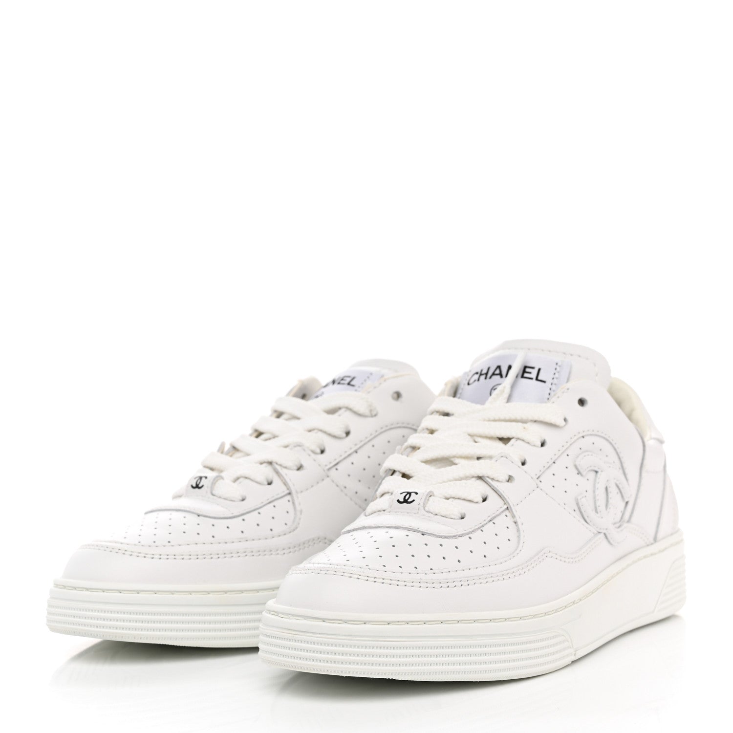 Chanel Calfskin Womens Logo Sneakers 36 White 3 of 9