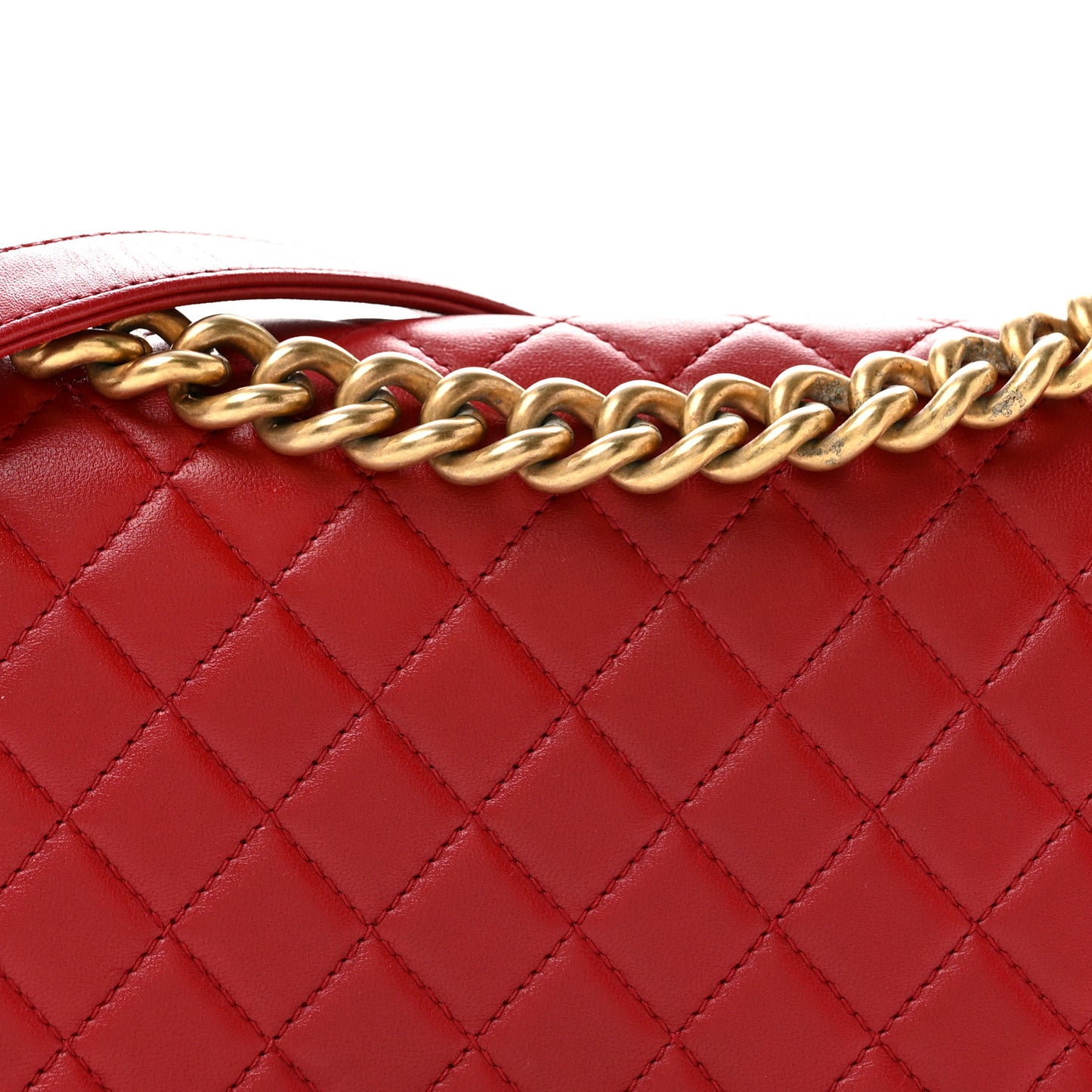 Calfskin Quilted Medium Boy Flap Red