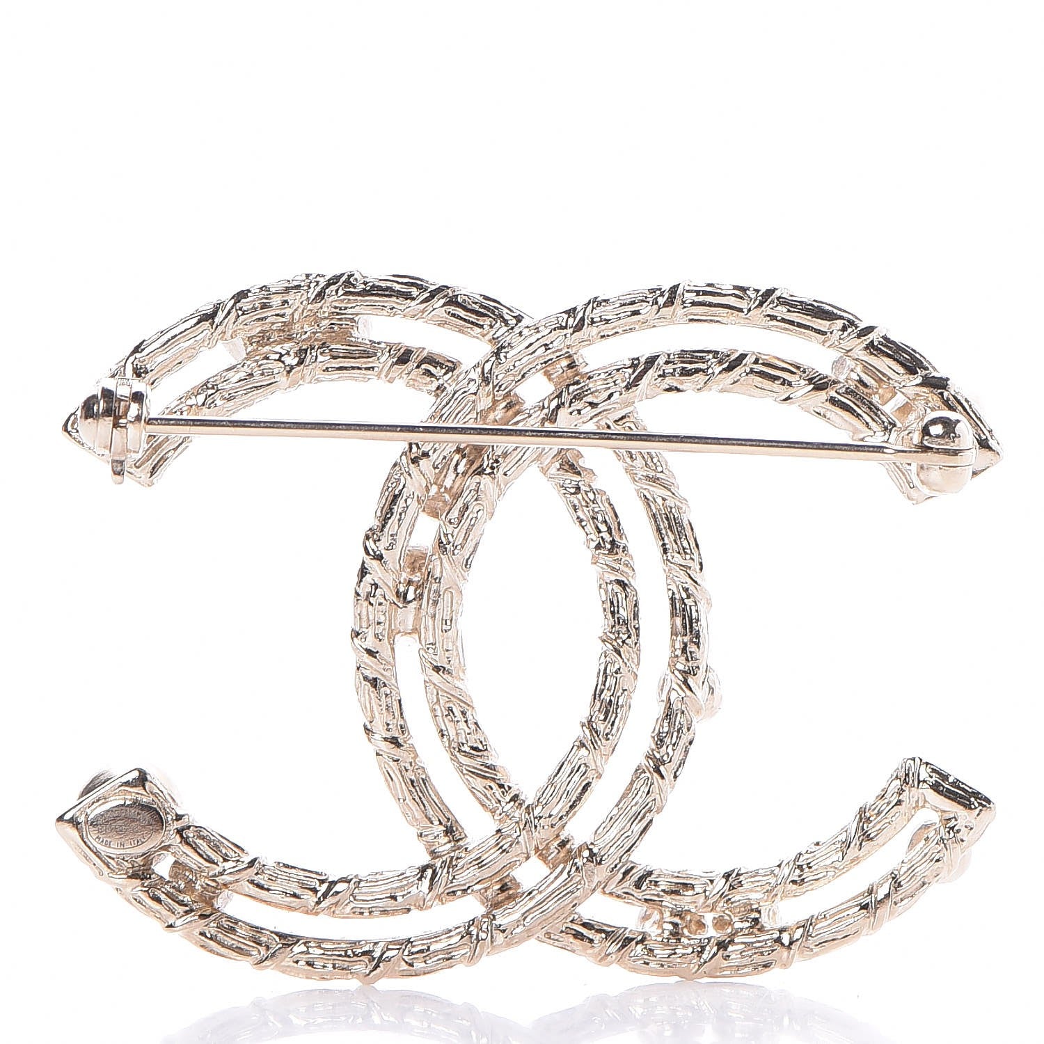 Chanel Pearl Crystal CC Brooch Gold 3 of 4