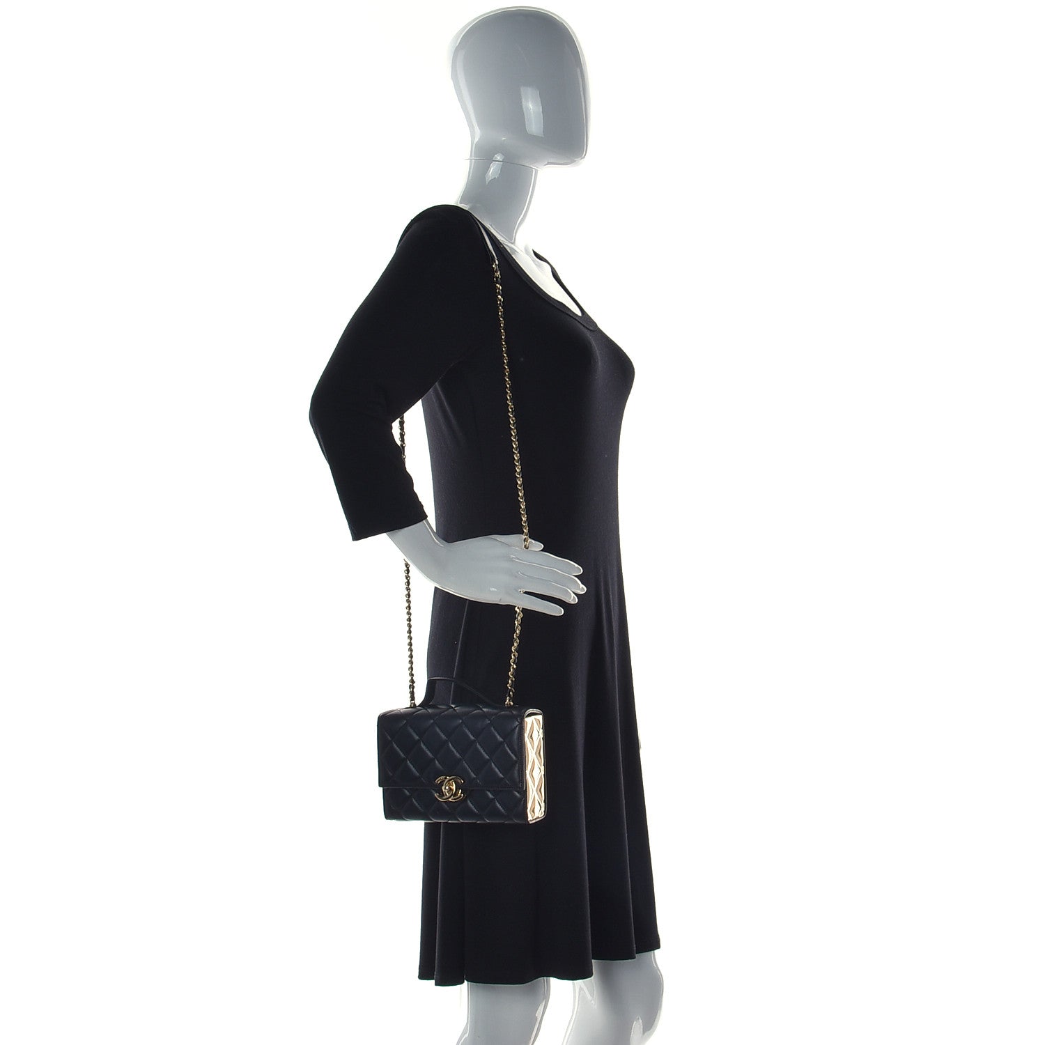 Chanel Lambskin Quilted Mini Golden Plate Flap Black 2 of 12