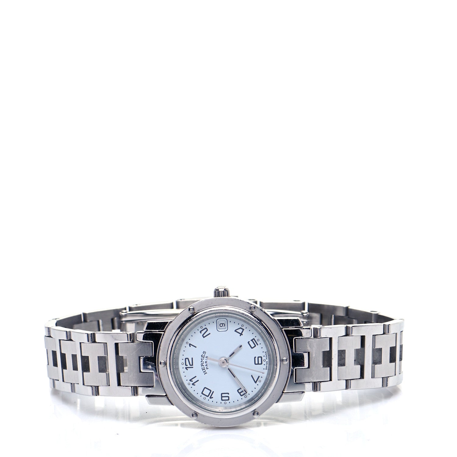 Hermes Stainless Steel 24mm Clipper Quartz Watch White 2 of 5