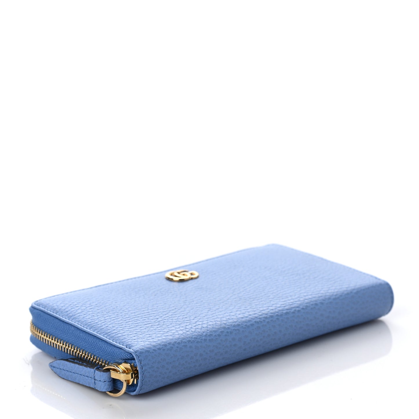 Dollar Calfskin GG Marmont Zip Around Wallet Clear Sky Blue