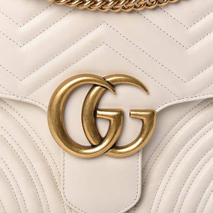 Gucci Calfskin Matelasse Large GG Marmont Shoulder Bag Mystic White 9 of 11