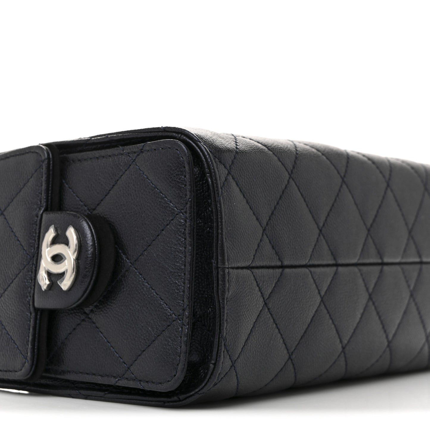 Metallic Caviar Quilted Mini Chanel 25 Handbag Dark Blue