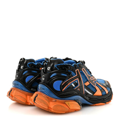 Balenciaga Mesh Rubber Bi-Color Mens Runner Sneakers 10 Blue Orange Black White 5 of 10
