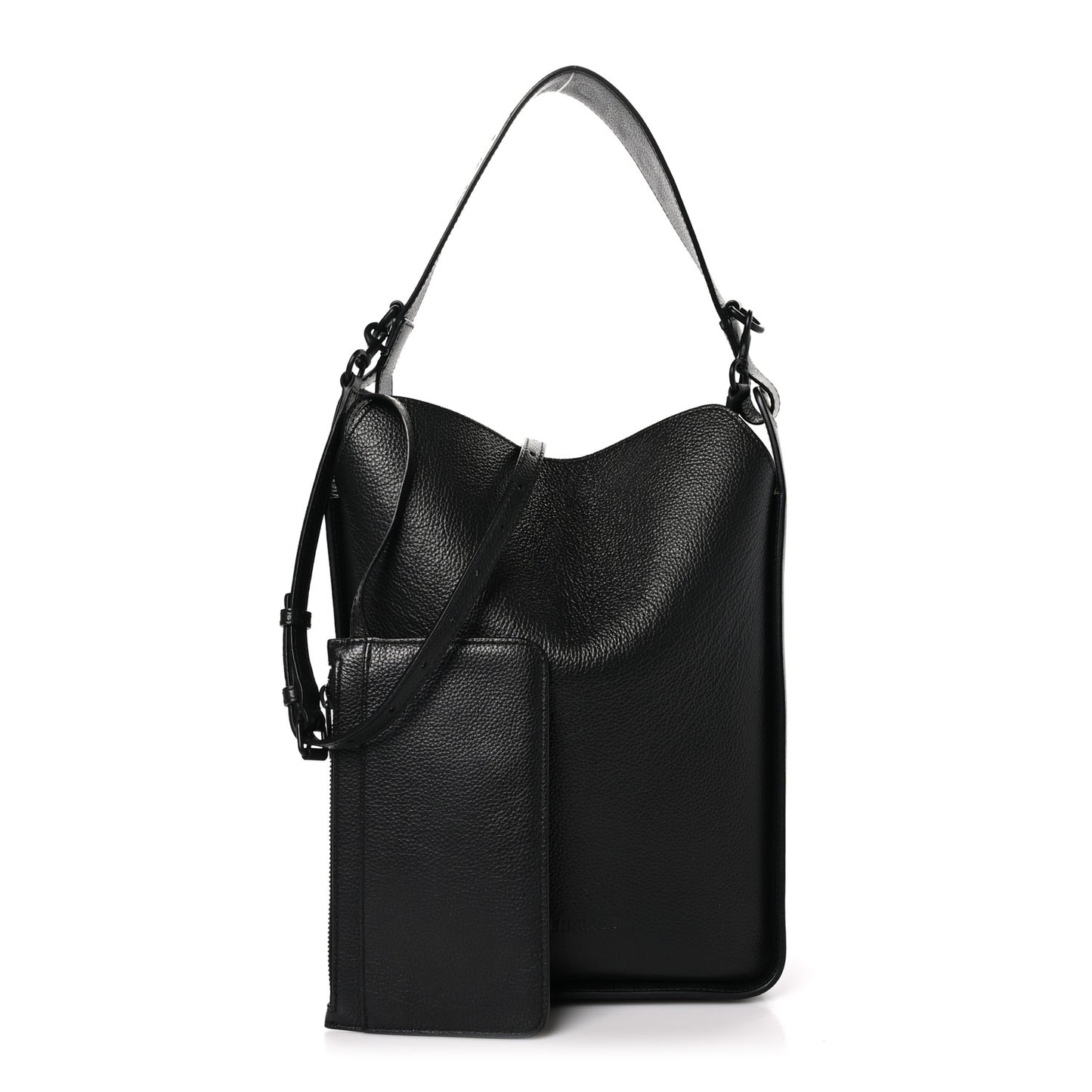 Calfskin Logo Embossed Small Tool 2.0 North-South Tote Black