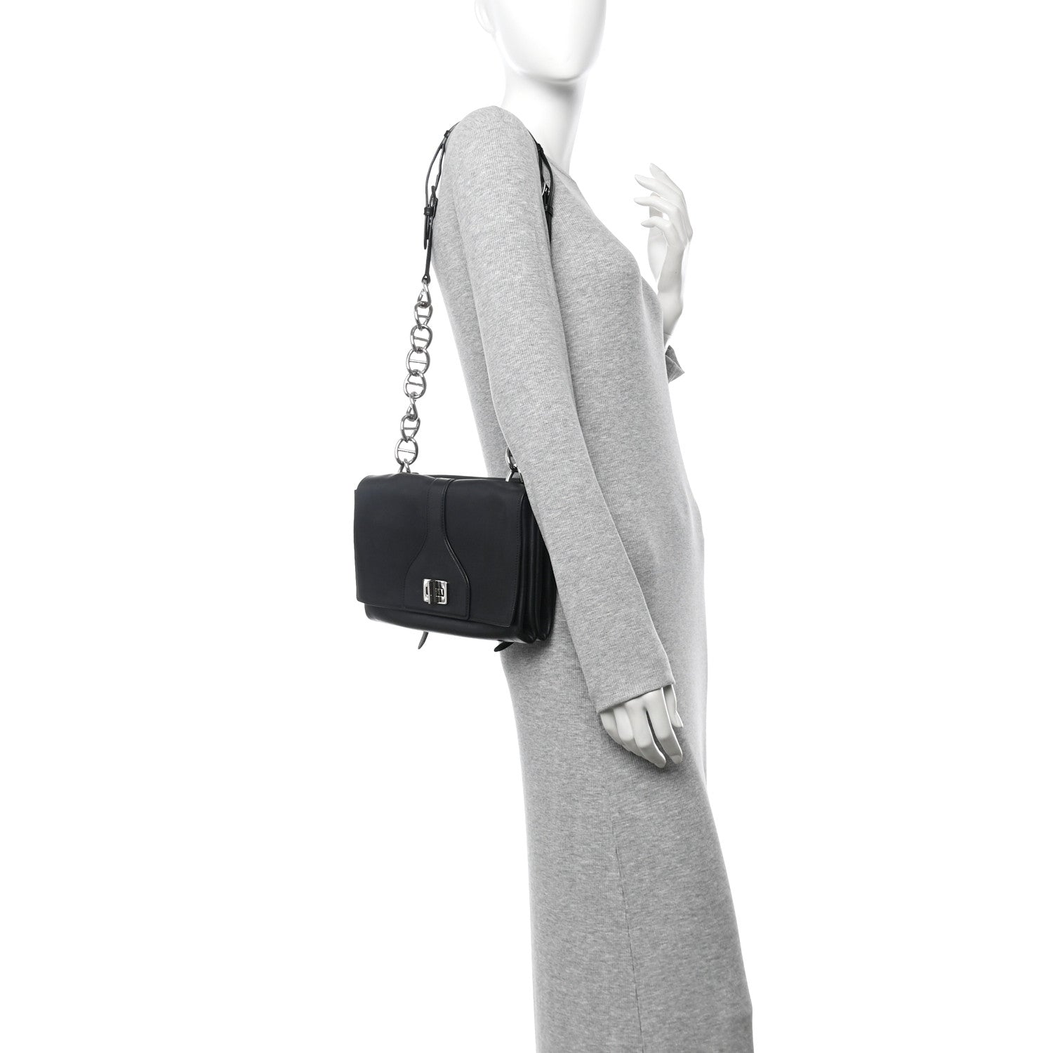 Prada Vitello Soft Chain Flap Bag Black 2 of 10