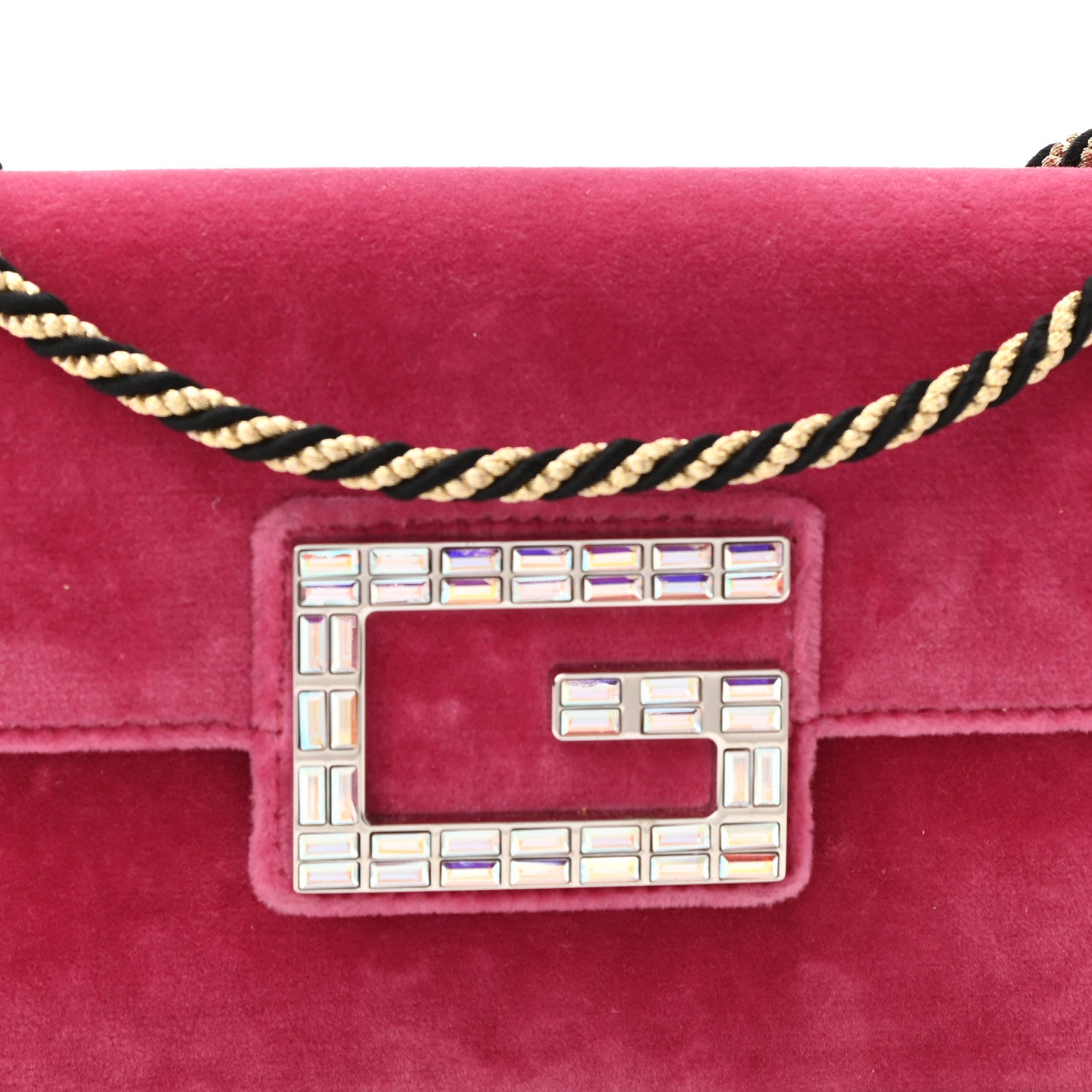 Gucci Velvet Crystal Square G Shoulder Bag Light Raspberry Rose 8 of 10