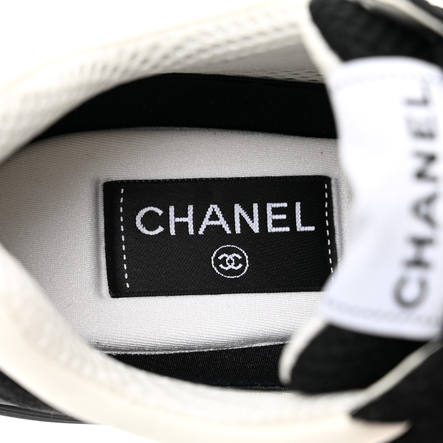 Chanel Mesh Suede Grained Calfskin Womens CC Sneakers 39 Black White 6 of 8