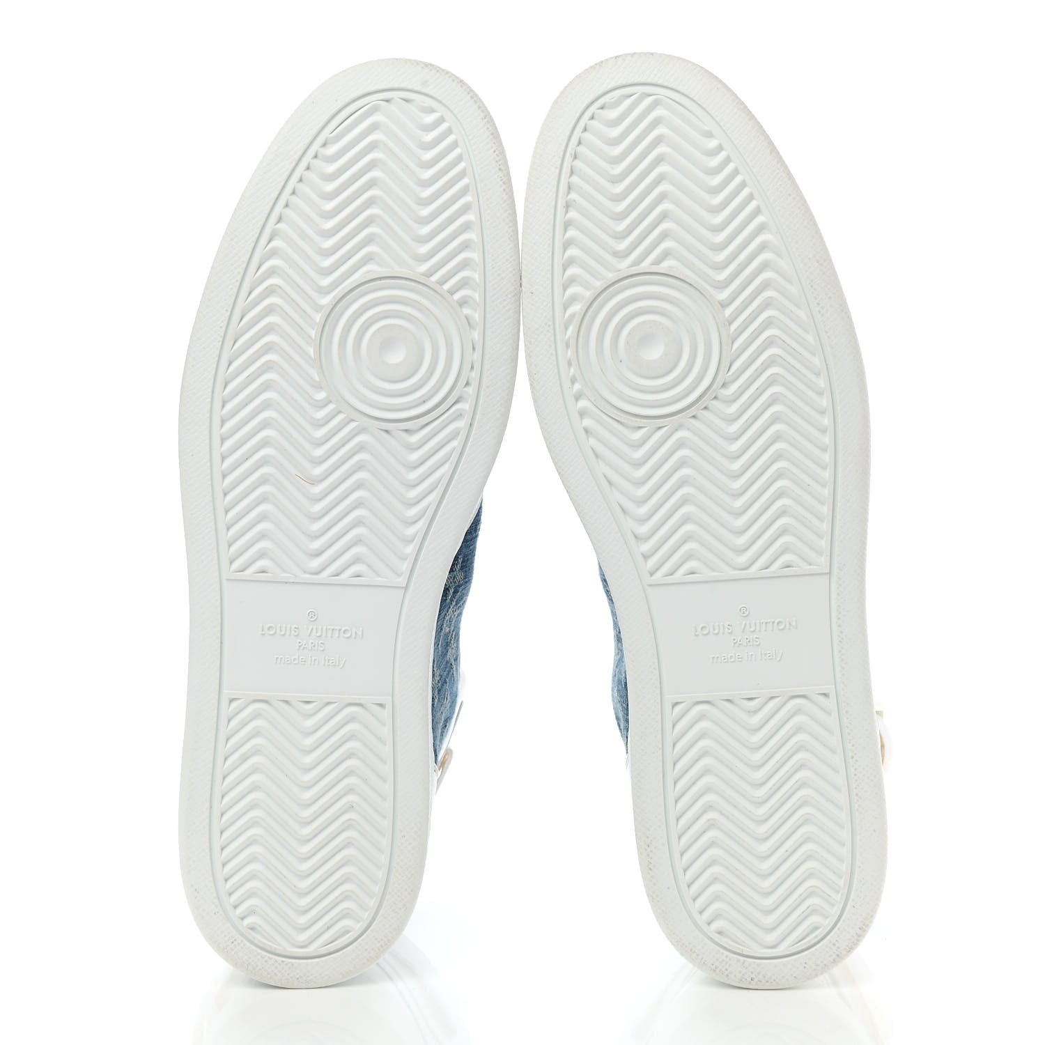 Louis Vuitton Calfskin Monogram Denim Rivoli High Top Sneakers 10 White 5 of 13