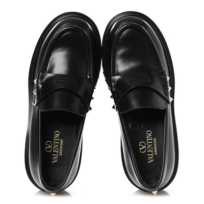 Valentino Garavani Calfskin Rockstud Loafers 35 Black 2 of 10