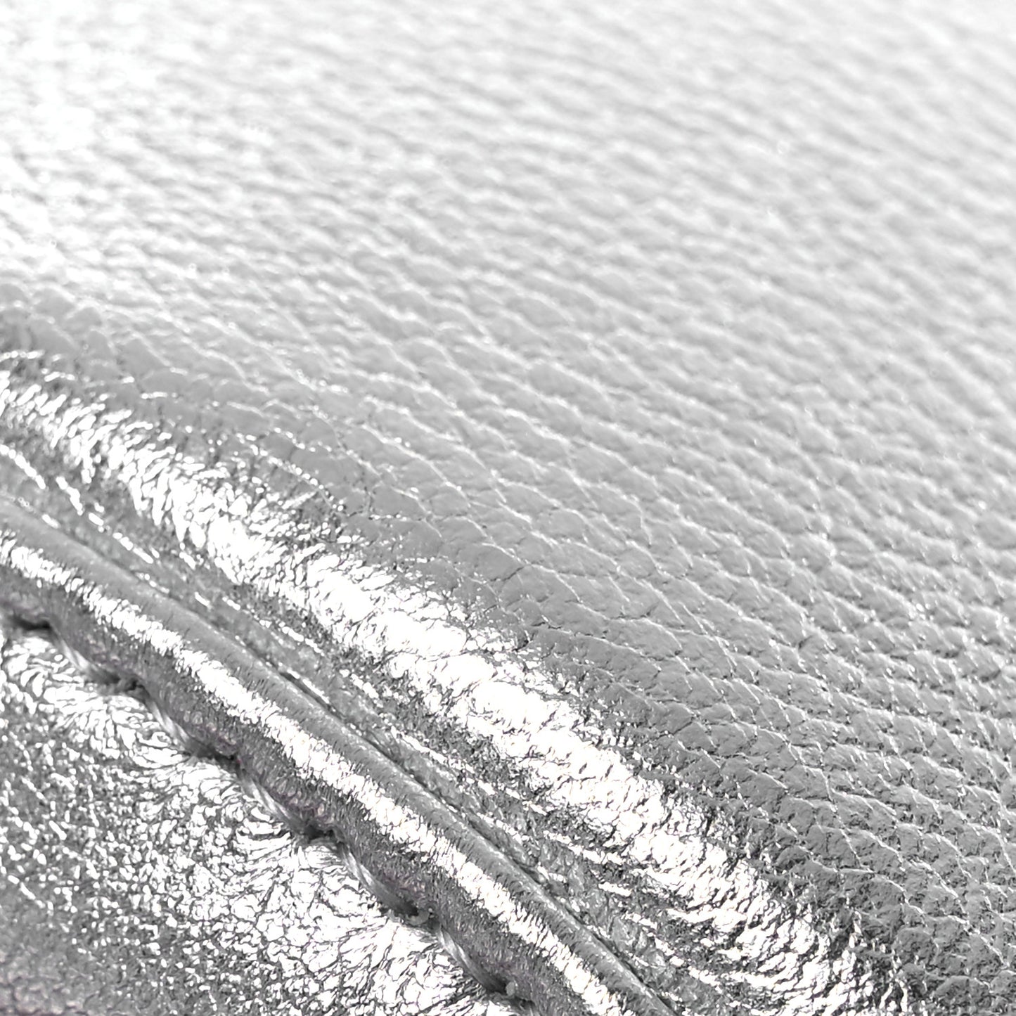 Metallic Lambskin Quilted Chanel 19 Round Clutch With Chain Silver