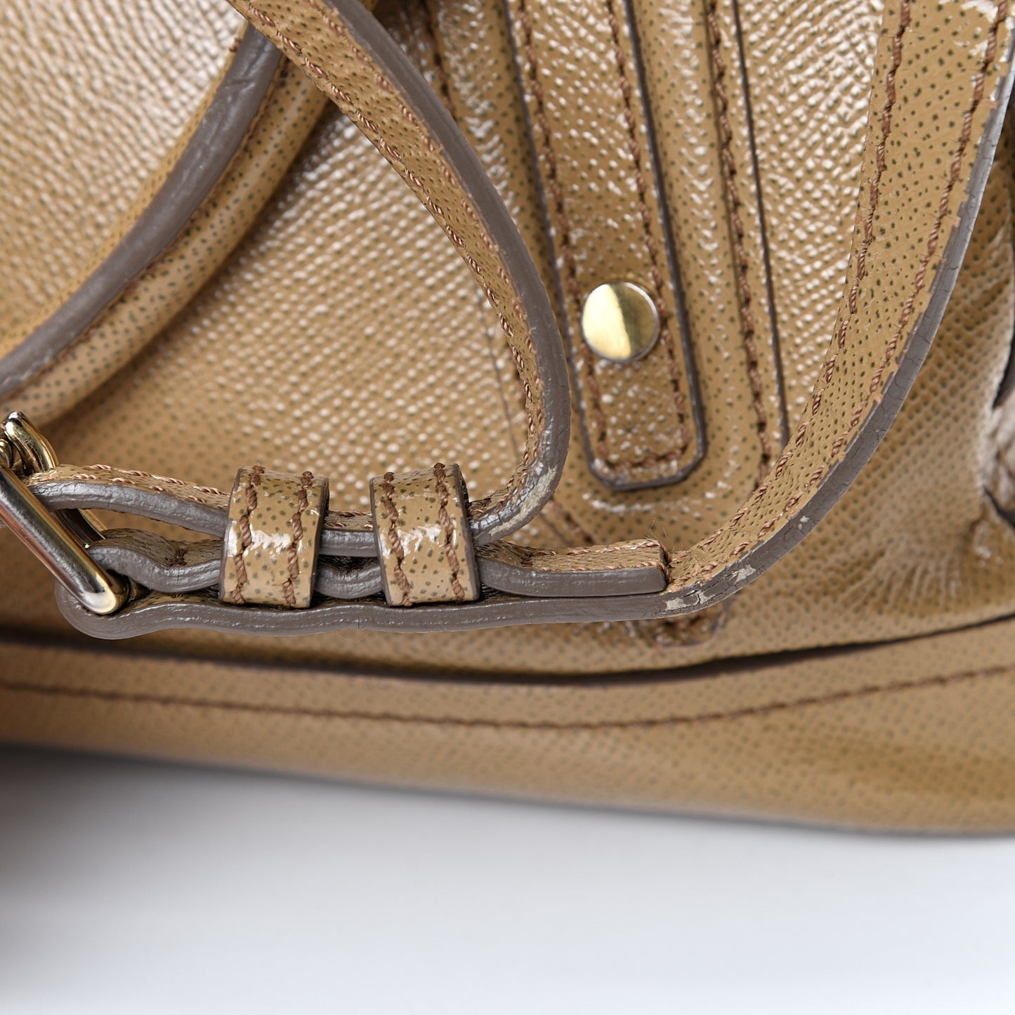 Patent London Grainy Calfskin Satchel Beige