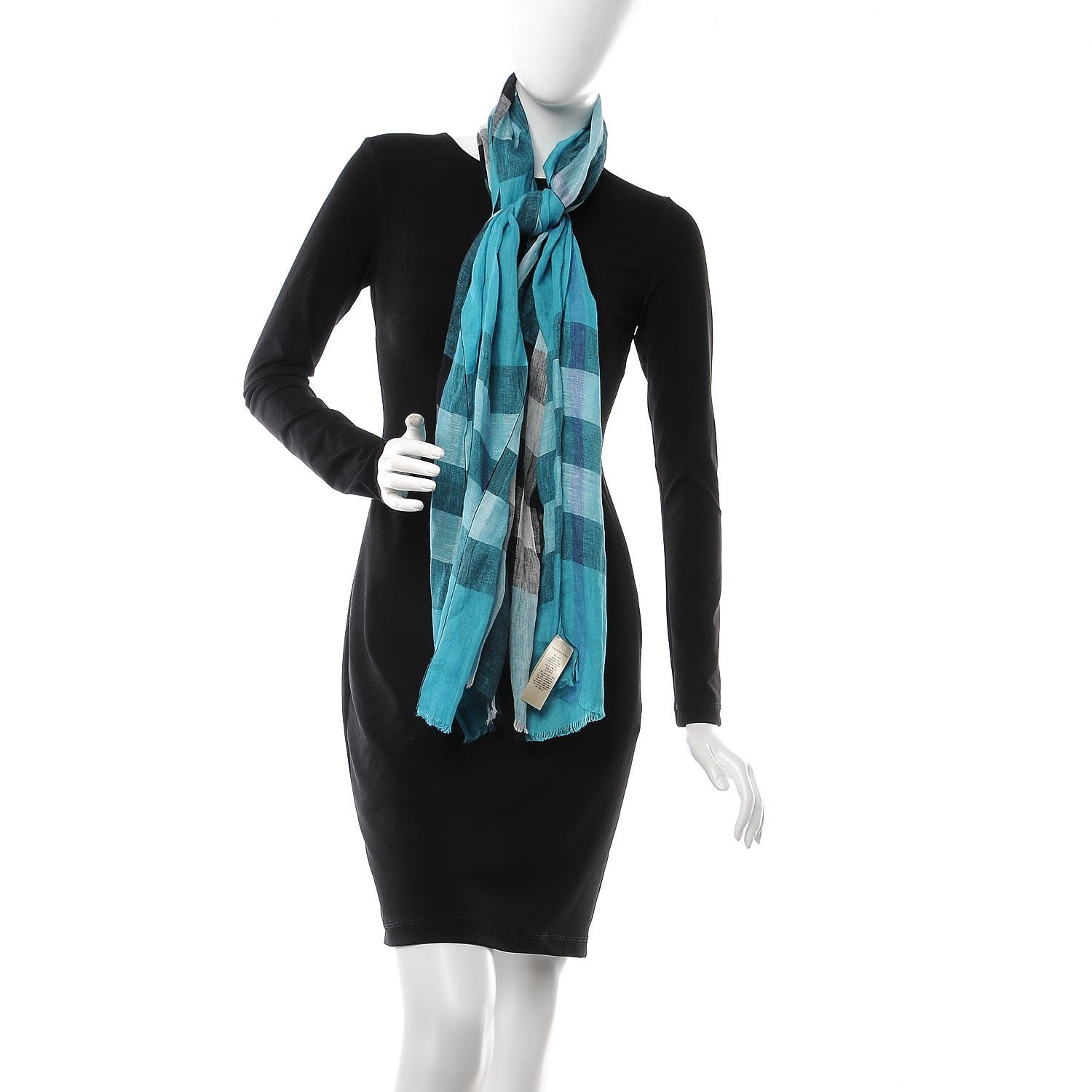 Burberry Linen Check Lightweight Scarf Blue 2 of 5