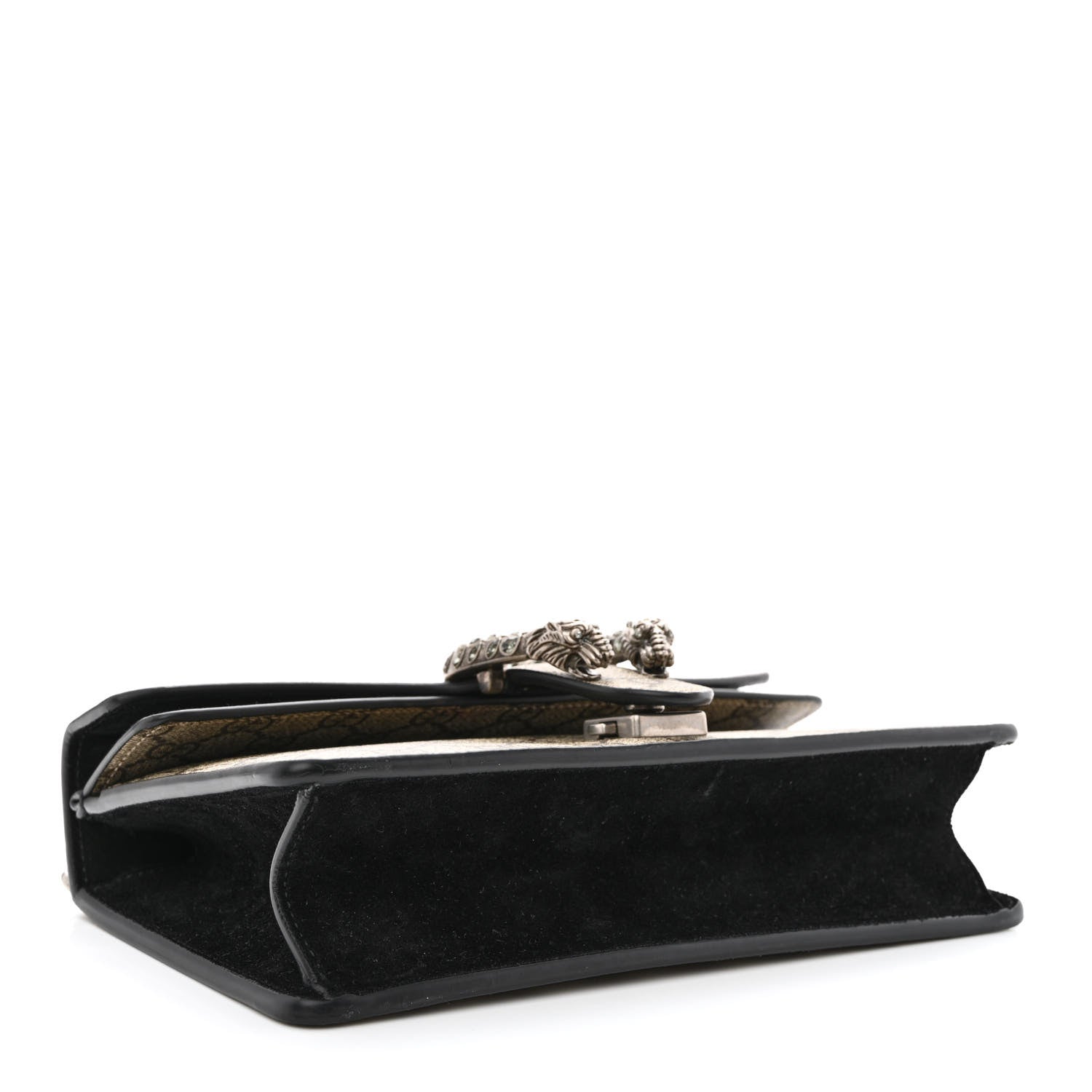 Gucci GG Supreme Monogram Suede Crystal Small Dionysus Shoulder Bag Beige Ebony Black 4 of 10